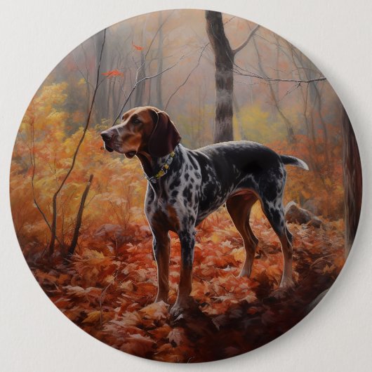 Bluetick Coonhound in herfstbladeren inspireren Ronde Button 6,0 Cm (Voorkant)