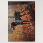 Bluetick Coonhound in herfstbladeren val inspireer Legpuzzel (Verticaal)