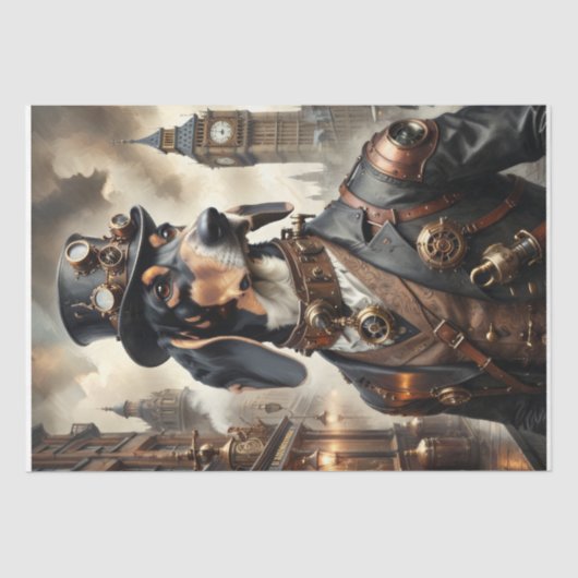 Bluetick Coonhound in Steampunk -Decoupage- Tissuepapier (Voorkant)