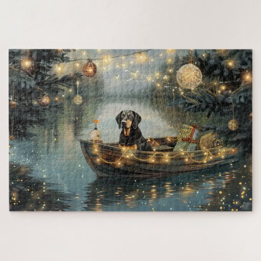 Bluetick Coonhound Kerst Feestelijke Reis Legpuzzel (Horizontaal)