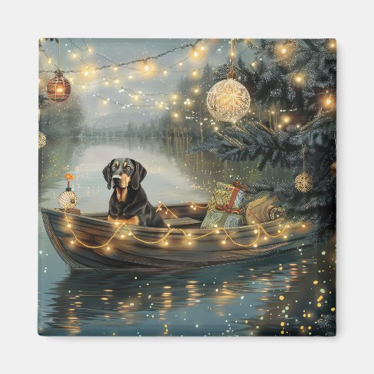 Bluetick Coonhound Kerst Feestelijke Reis Magneet (Voorkant)