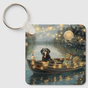 Bluetick Coonhound Kerst Feestelijke Reis Sleutelhanger