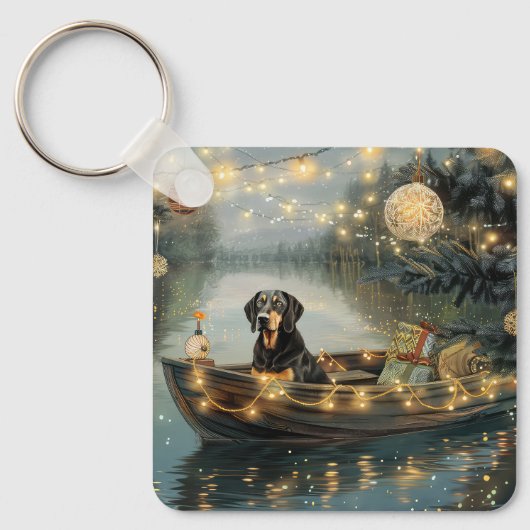 Bluetick Coonhound Kerst Feestelijke Reis Sleutelhanger (Voorkant)