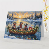 Bluetick Coonhound Kerstboot Vakantie Kaart (Gele Bloem)