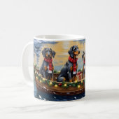 Bluetick Coonhound Kerstboot Vakantie Koffiemok (Voorkant links)