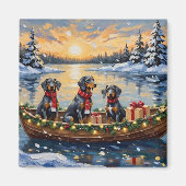 Bluetick Coonhound Kerstboot Vakantie Magneet (Voorkant)