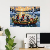 Bluetick Coonhound Kerstboot Vakantie Poster (Thuiskantoor)