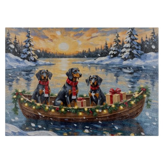Bluetick Coonhound Kerstboot Vakantie Snijplank (Voorkant)