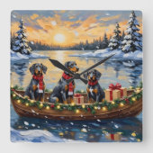Bluetick Coonhound Kerstboot Vakantie Vierkante Klok (Voorkant)