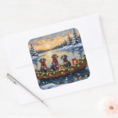 Bluetick Coonhound Kerstboot Vakantie Vierkante Sticker (Envelop)