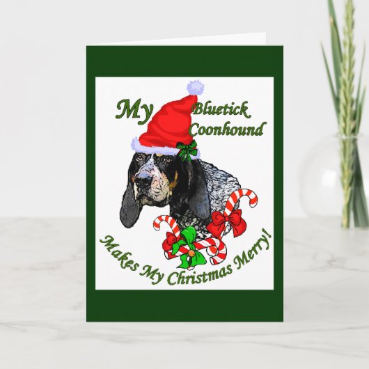 Bluetick Coonhound-kerstcadeautjes Feestdagen Kaart (Voorkant)