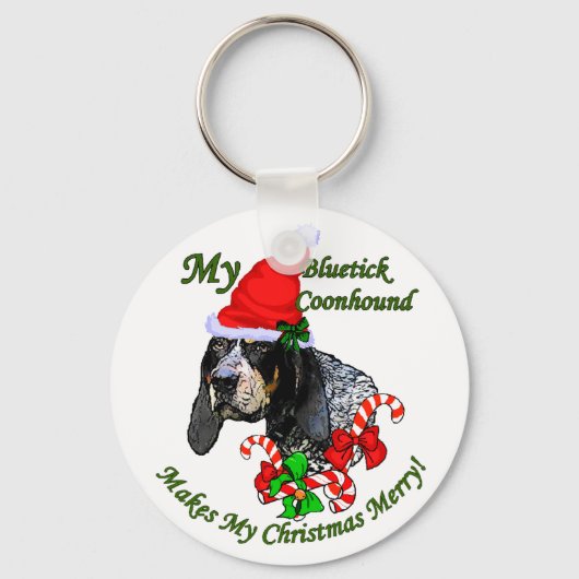 Bluetick Coonhound-kerstcadeautjes Sleutelhanger (Voorkant)