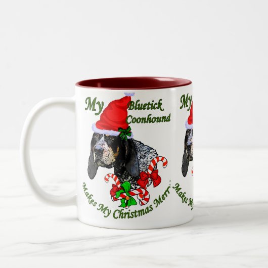 Bluetick Coonhound-kerstcadeautjes Tweekleurige Koffiemok (Links)