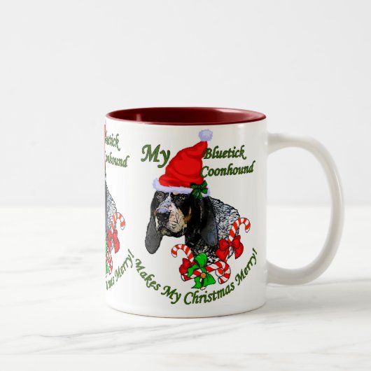Bluetick Coonhound-kerstcadeautjes Tweekleurige Koffiemok (Rechts)