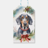 Bluetick Coonhound Kerstkrans Feestelijke Pup Cadeaulabel (Voorkant)