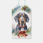 Bluetick Coonhound Kerstkrans Feestelijke Pup Cadeaulabel (Achterkant)