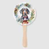 Bluetick Coonhound Kerstkrans Feestelijke Pup Handwaaier (Voorkant)