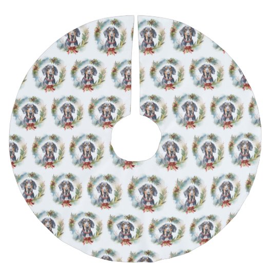 Bluetick Coonhound Kerstkrans Feestelijke Pup Kerstboom Rok (Voorkant)