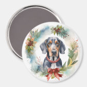 Bluetick Coonhound Kerstkrans Feestelijke Pup Magneet (Voorkant / Achterkant)