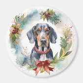 Bluetick Coonhound Kerstkrans Feestelijke Pup Magneet (Voorkant)