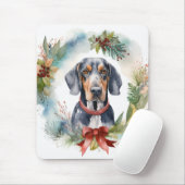 Bluetick Coonhound Kerstkrans Feestelijke Pup Muismat (Met muis)