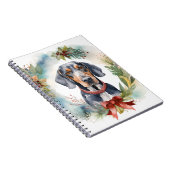 Bluetick Coonhound Kerstkrans Feestelijke Pup Notitieboek (Rechterzijde)