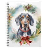 Bluetick Coonhound Kerstkrans Feestelijke Pup Notitieboek (Voorkant)