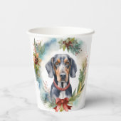 Bluetick Coonhound Kerstkrans Feestelijke Pup Papieren Bekers (Achterkant)