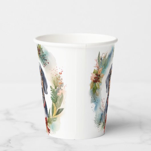 Bluetick Coonhound Kerstkrans Feestelijke Pup Papieren Bekers (Rechts)