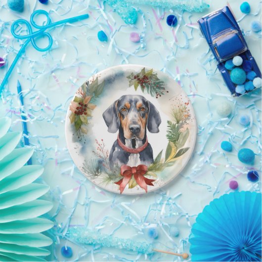 Bluetick Coonhound Kerstkrans Feestelijke Pup Papieren Bordje