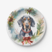 Bluetick Coonhound Kerstkrans Feestelijke Pup Papieren Bordje (Voorkant)