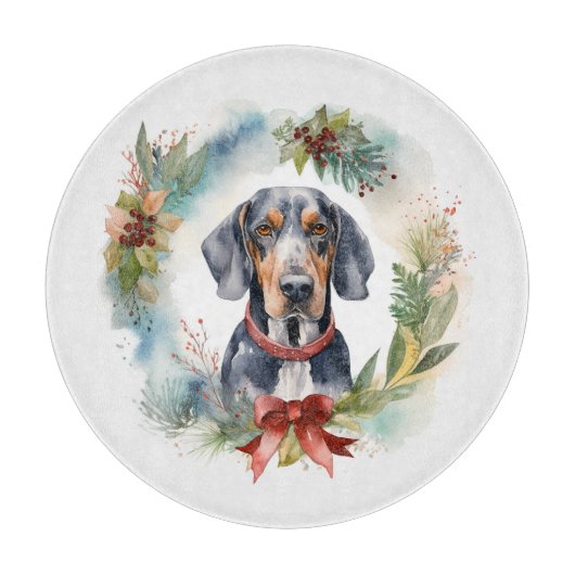 Bluetick Coonhound Kerstkrans Feestelijke Pup Snijplank (Voorkant)
