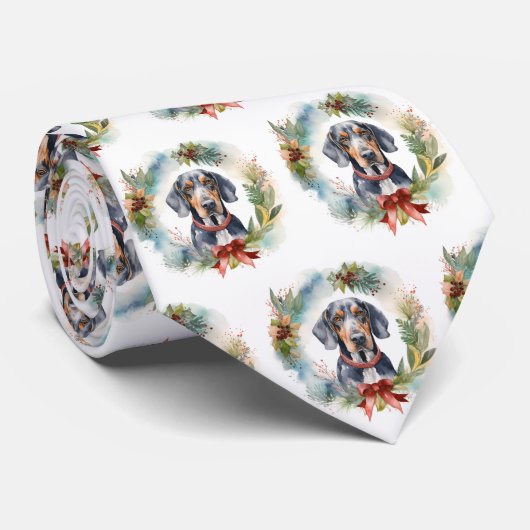 Bluetick Coonhound Kerstkrans Feestelijke Pup Stropdas (Opgerold)