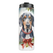 Bluetick Coonhound Kerstkrans Feestelijke Pup Thermosbeker (Voorkant)