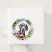 Bluetick Coonhound Kerstkrans Festieve Pup Bedankjes Labels (In situ)