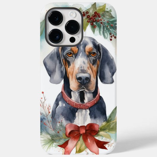Bluetick Coonhound Kerstkrans Festieve Pup Case-Mate iPhone Case (Achterkant)