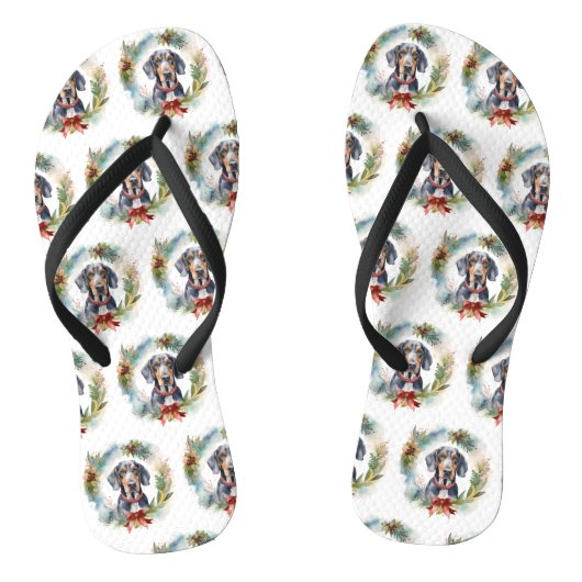Bluetick Coonhound Kerstkrans Festieve Pup Teenslippers (Voetbed)
