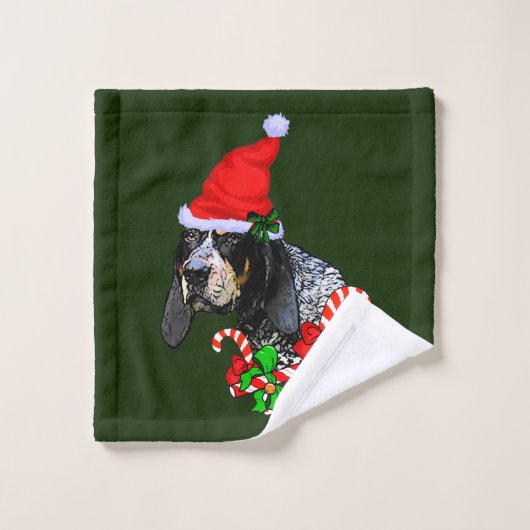 Bluetick Coonhound Kerstmis Bad Handdoek (Wasdoekje)