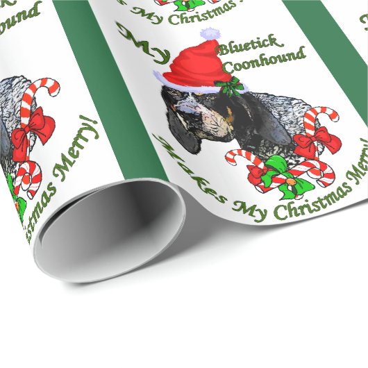 Bluetick Coonhound Kerstmis Cadeaupapier (Rol Hoek)