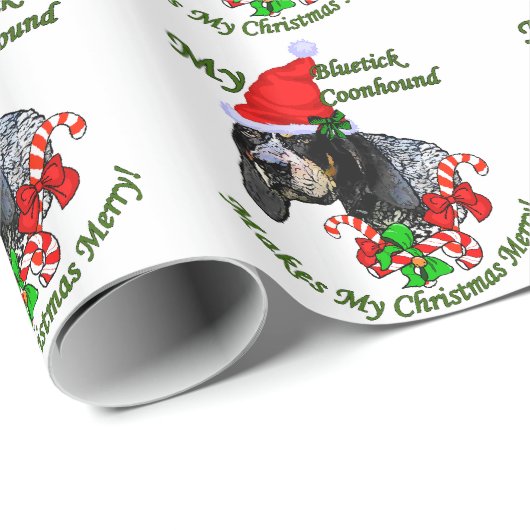 Bluetick Coonhound Kerstmis Cadeaupapier (Rol Hoek)