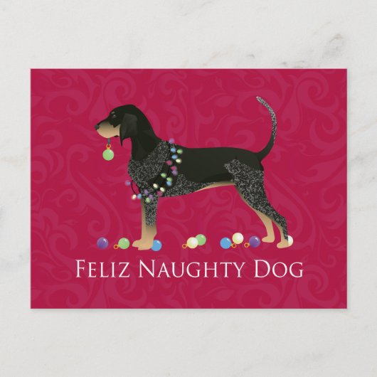 Bluetick Coonhound Kerstmis Feestdagenkaart (Voorkant)