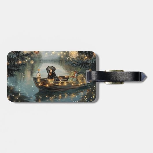 Bluetick Coonhound Kerstmis feestelijke reis Bagagelabel (Achterkant horizontaal)