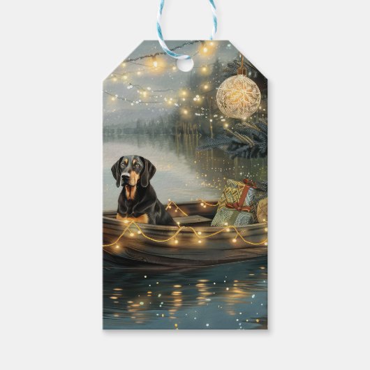 Bluetick Coonhound Kerstmis feestelijke reis Cadeaulabel (Voorkant)