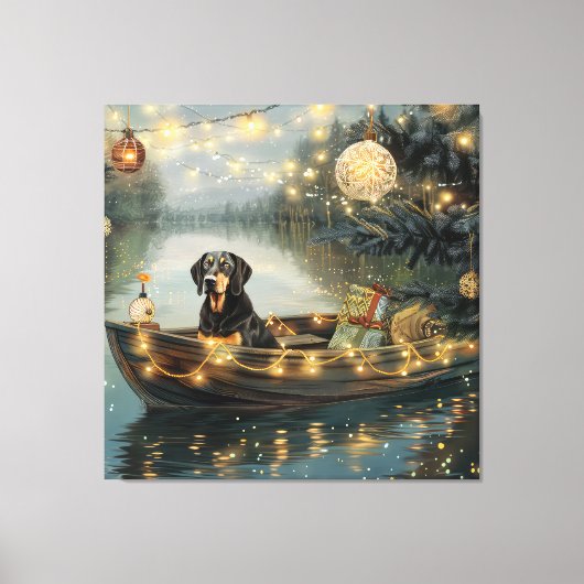 Bluetick Coonhound Kerstmis feestelijke reis Canvas Afdruk (Voorkant)