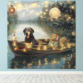Bluetick Coonhound Kerstmis feestelijke reis Canvas Afdruk (Insitu (Houten vloer))