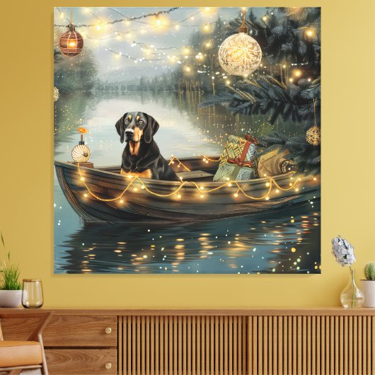 Bluetick Coonhound Kerstmis feestelijke reis Canvas Afdruk (Insitu (Woonkamer))