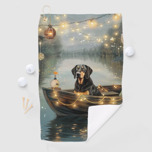 Bluetick Coonhound Kerstmis feestelijke reis Golfhanddoek (Insitu)