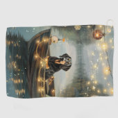 Bluetick Coonhound Kerstmis feestelijke reis Golfhanddoek (Horizontaal)