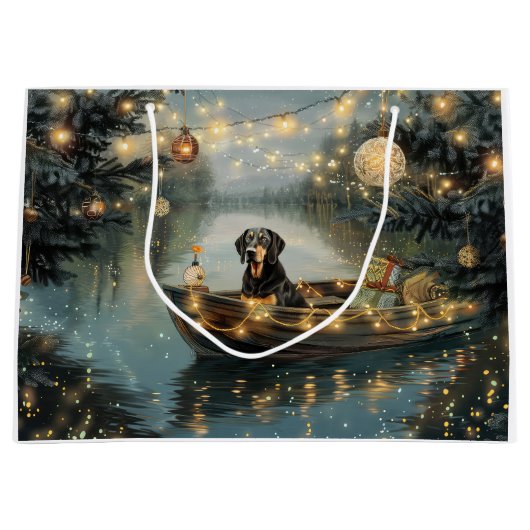 Bluetick Coonhound Kerstmis feestelijke reis Groot Cadeauzakje (Voorkant)