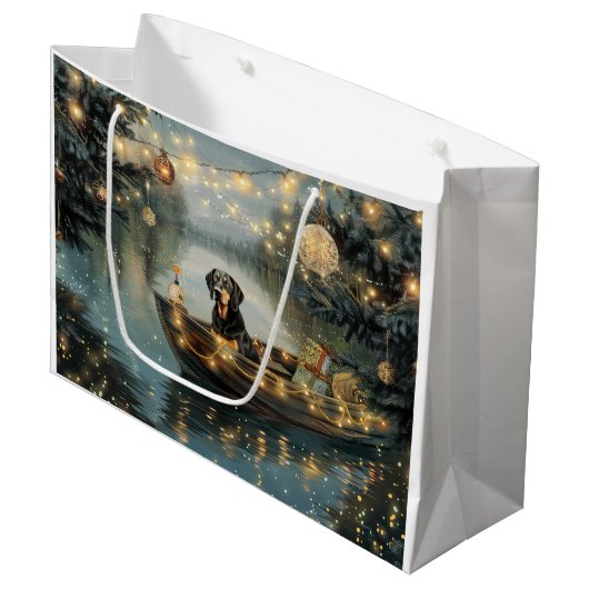 Bluetick Coonhound Kerstmis feestelijke reis Groot Cadeauzakje (Voorkant Gekanteld)